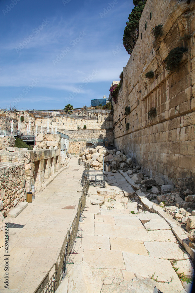 Western Wall ruins of Temple Mount at the Davidson Center in Jerusalem