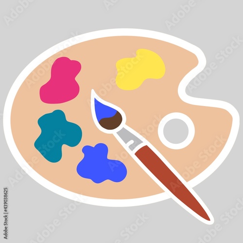palette with brushes and paints