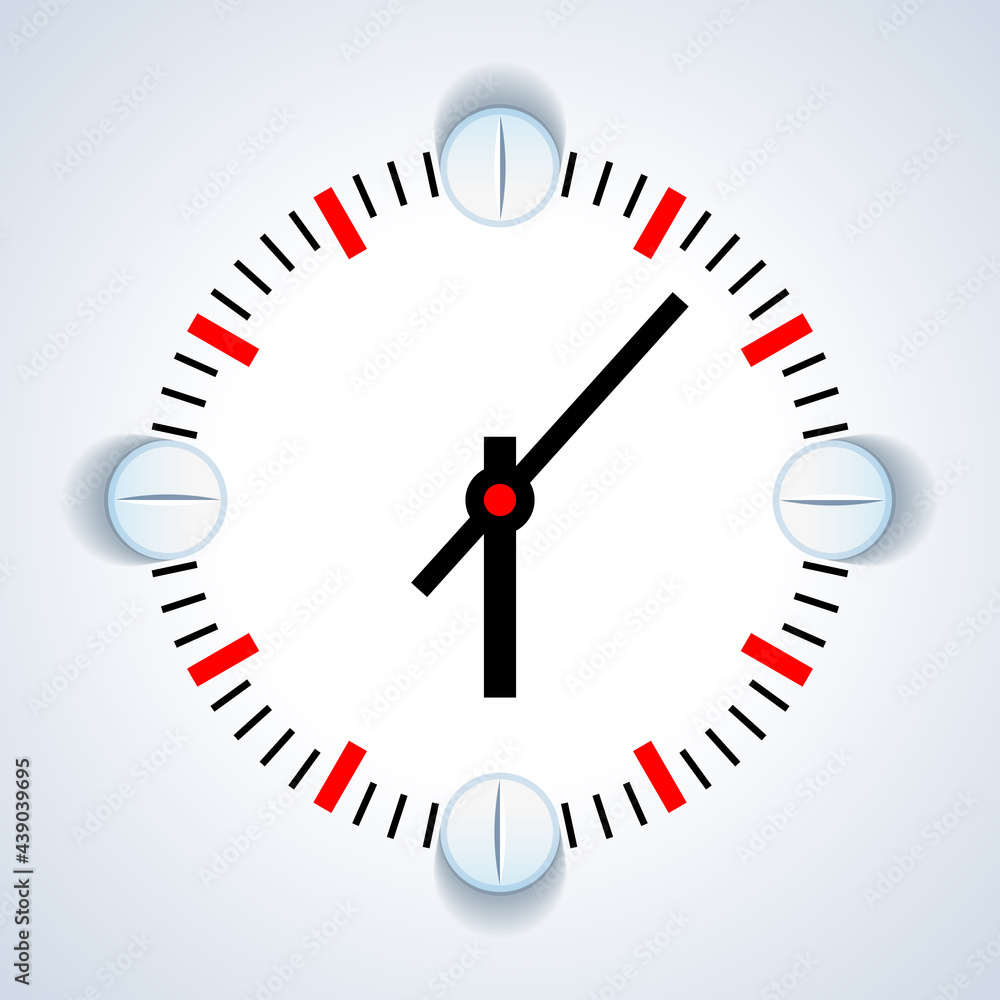 Clock face and white tablets around it Clock face and white tablets around it