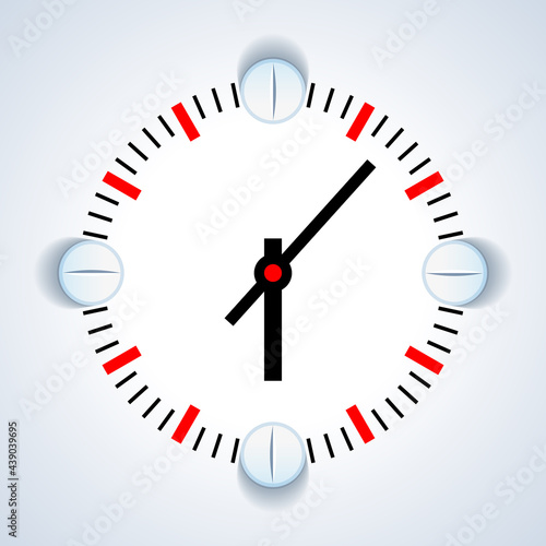 Clock face and white tablets around it