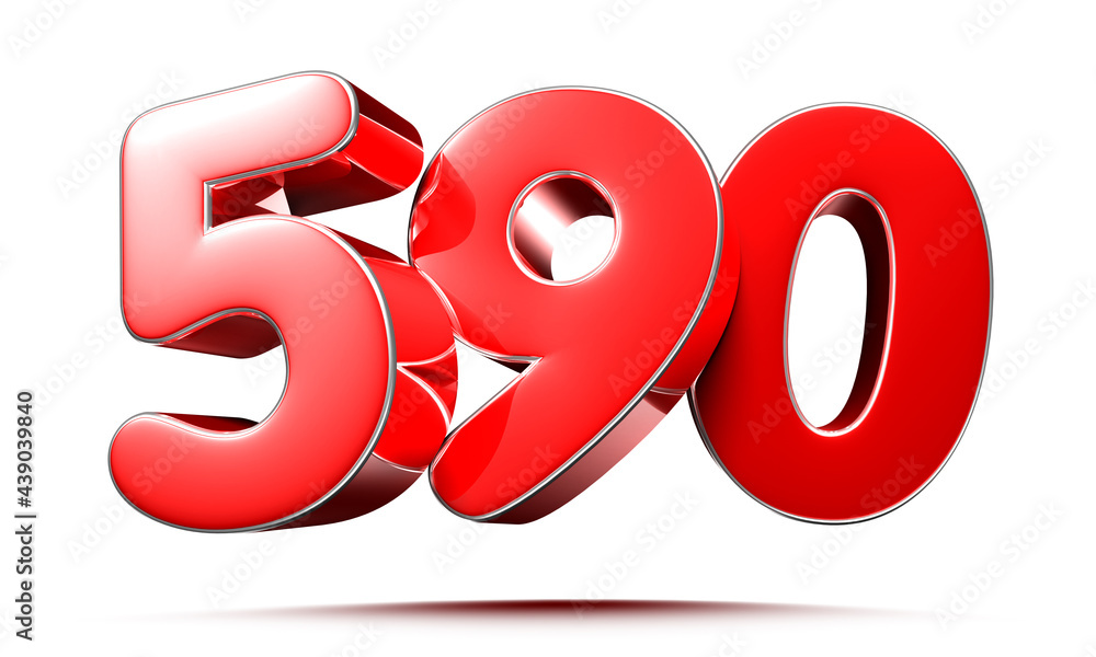 Rounded red numbers 590 on white background 3D illustration with clipping path Rounded red numbers 590 on white background 3D illustration with clipping path
