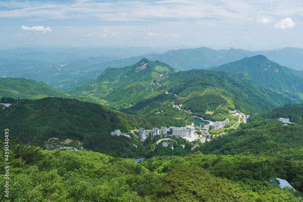 Naklejka premium Early summer scenery of Dabie Mountain Bodao Peak Scenic Area in Luotian, Huanggang, Hubei, China