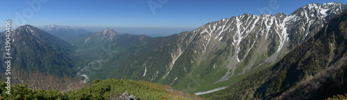 Panorama view of Hotaka mountains and kamikochi