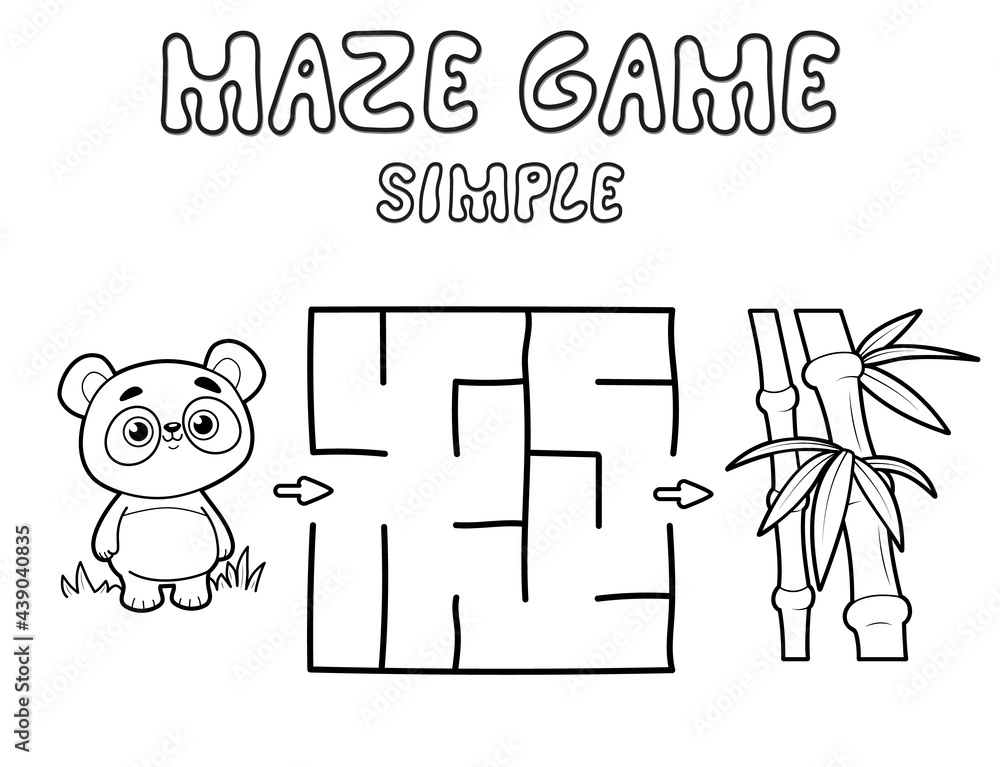 Simple Maze puzzle game for children. Outline simple maze or labyrinth ...
