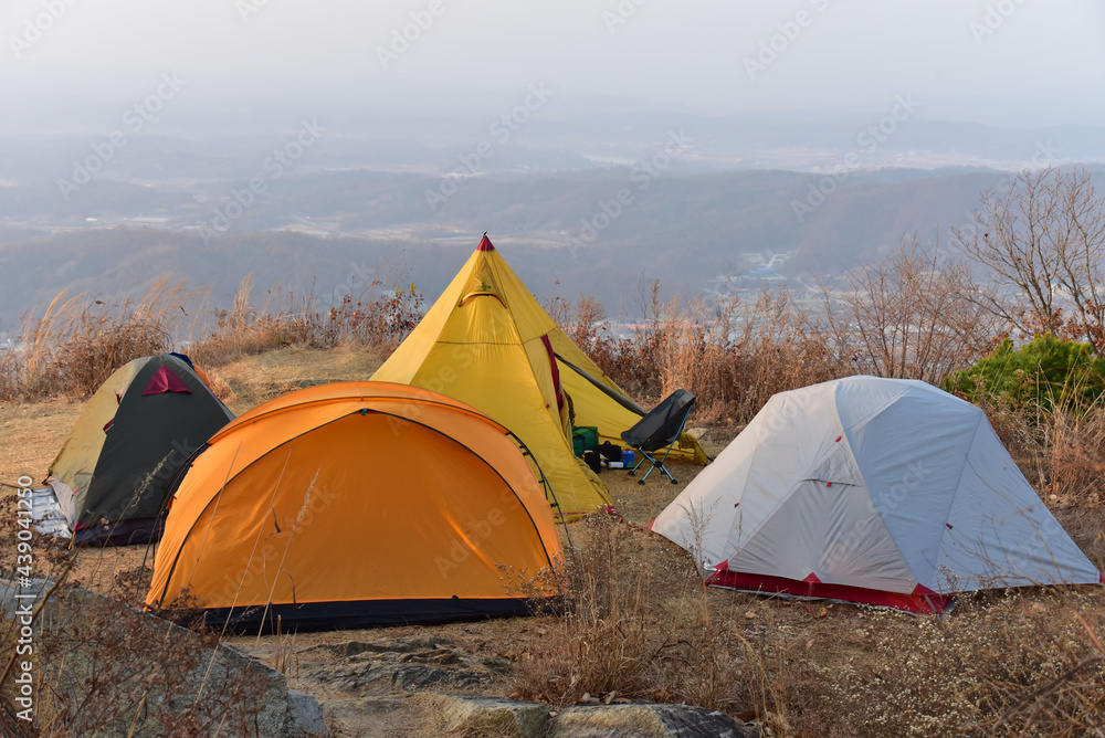 산위의 백패킹, 캠핑, 텐트,Mountain Backpacking, Camping, Tents,
