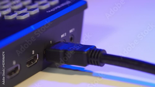 Swither HDMI Install the signal cable into a professional video switcher. photo