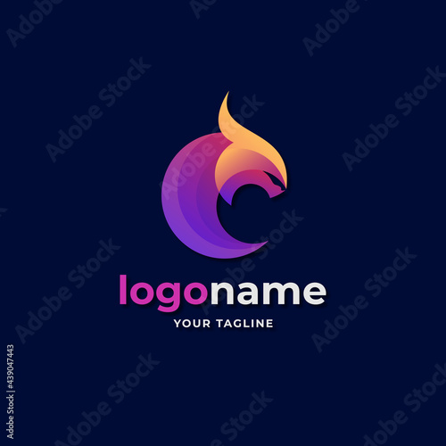 abstract circle shape dragon logo gradient style for e sport gaming company business
