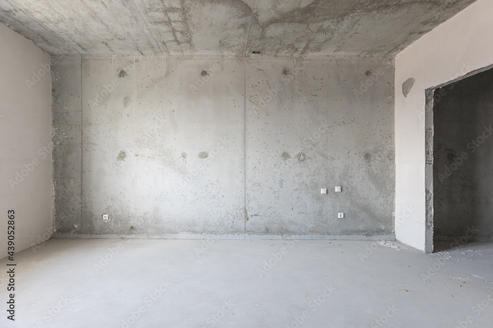 interior of the apartment without decoration in gray colors interior of the apartment without decoration in gray colors