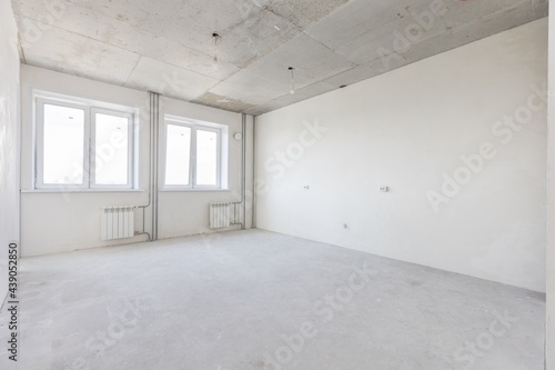 interior of the apartment without decoration in gray colors