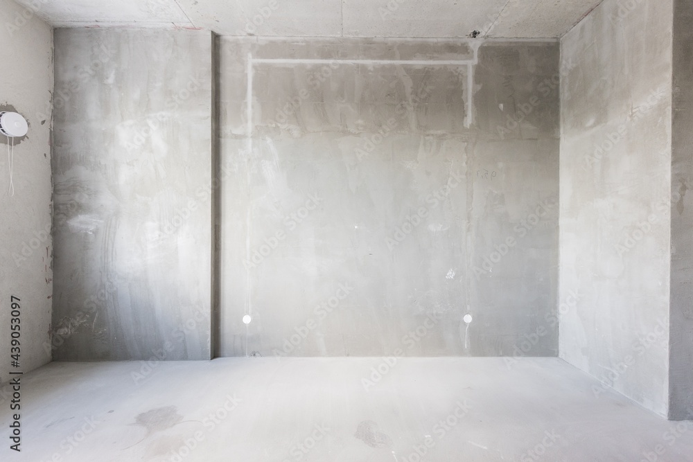 interior of the apartment without decoration in gray colors interior of the apartment without decoration in gray colors