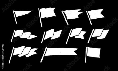 vector illustration of the old school flag. waving flags collection set. hand drawn drawing for creative graphic elements.