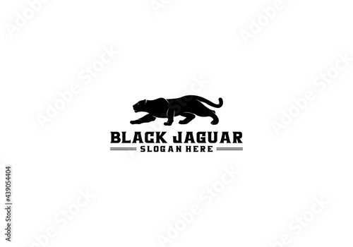 black jaguar logo with illustration of a jaguar trying to stab its prey
