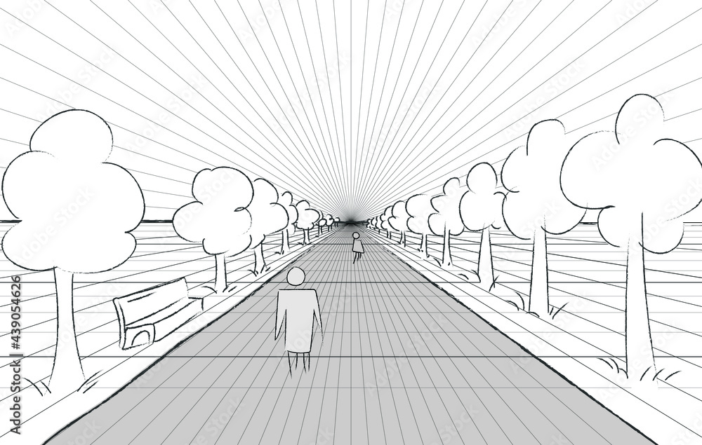 1 point perspective road