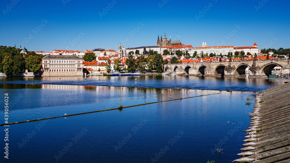 View  of Prague Castle and Charles Bridge