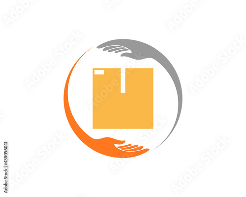 Circular hand with box package in the middle