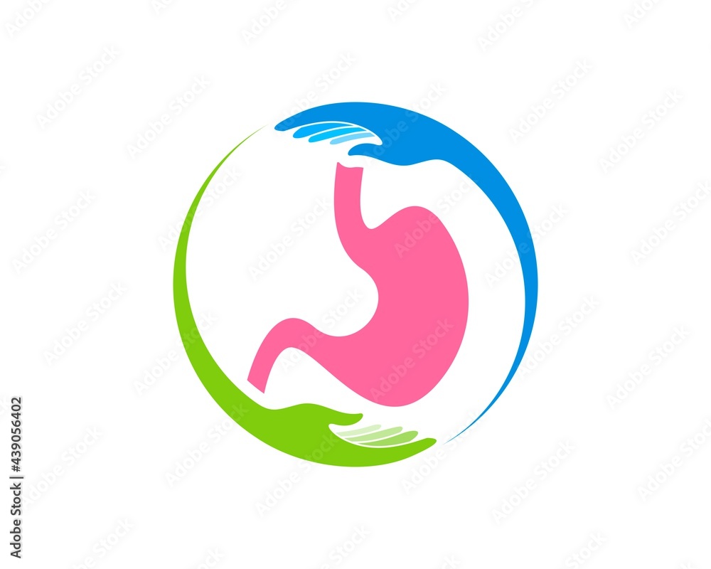 Circular hand care with healthy stomach inside Circular hand care with healthy stomach inside