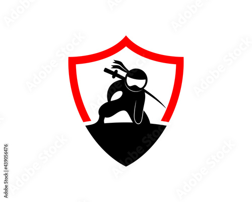 Ninja silhouette in the shield protection