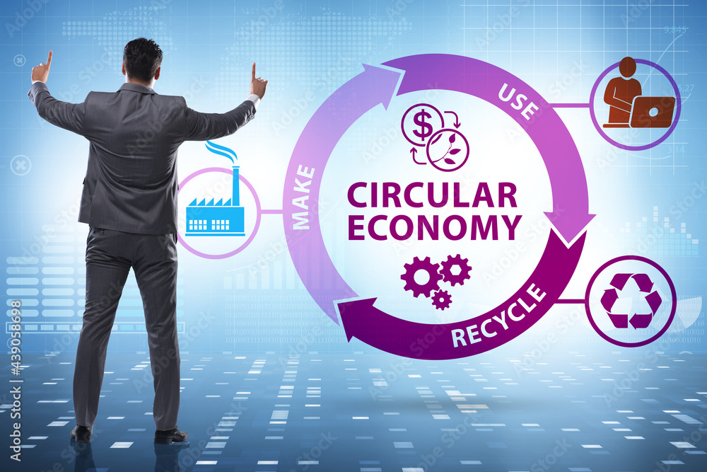 Concept of circular economy with businessman Concept of circular economy with businessman