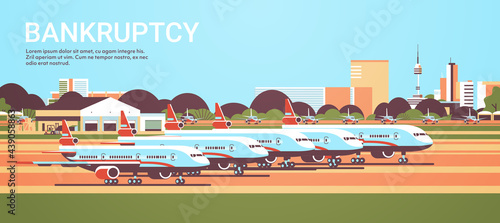 airport with parked airplanes coronavirus pandemic quarantine covid-19 concept