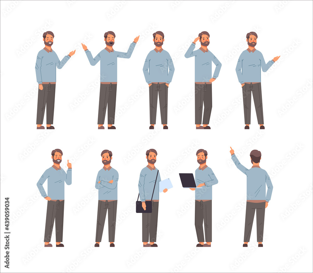 set businessman in different poses gesture emotions and body language concept set businessman in different poses gesture emotions and body language concept
