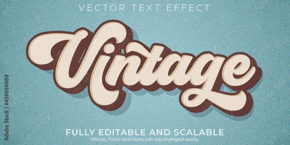 Vintage text effect, editable retro and old text style - obrazy, fototapety, plakaty 