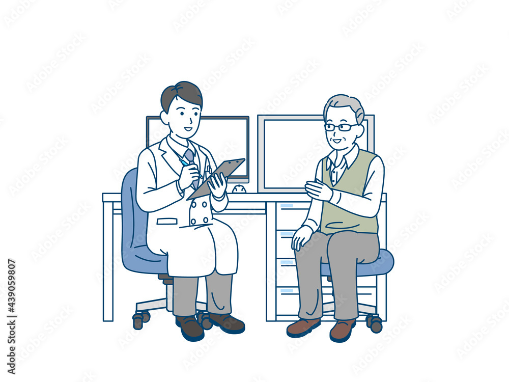 年配の男性と医者 カウンセリング 診察 シニア 高齢者 患者 イラスト素材 Stock Vector Adobe Stock