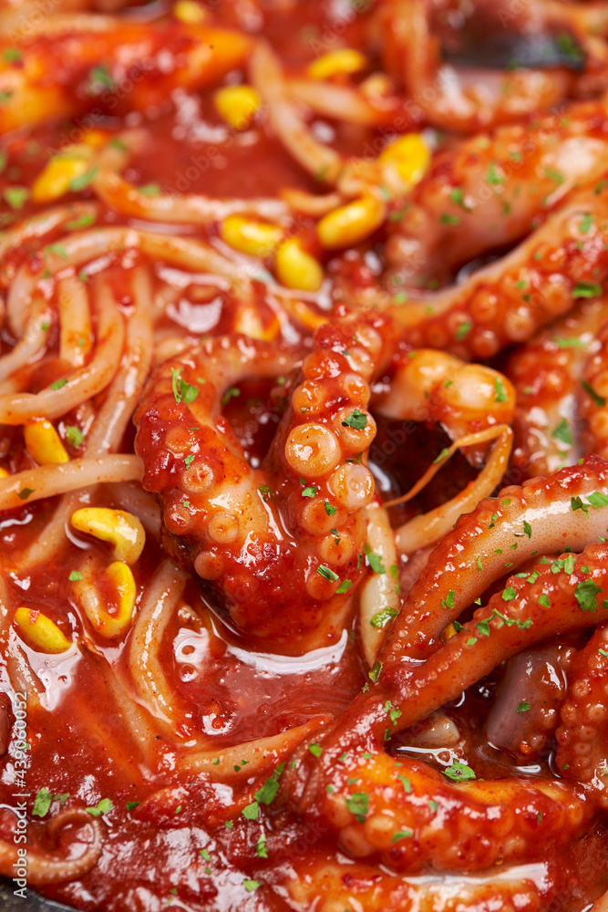 Spicy stir-fried octopus, Korean food Spicy stir-fried octopus, Korean food