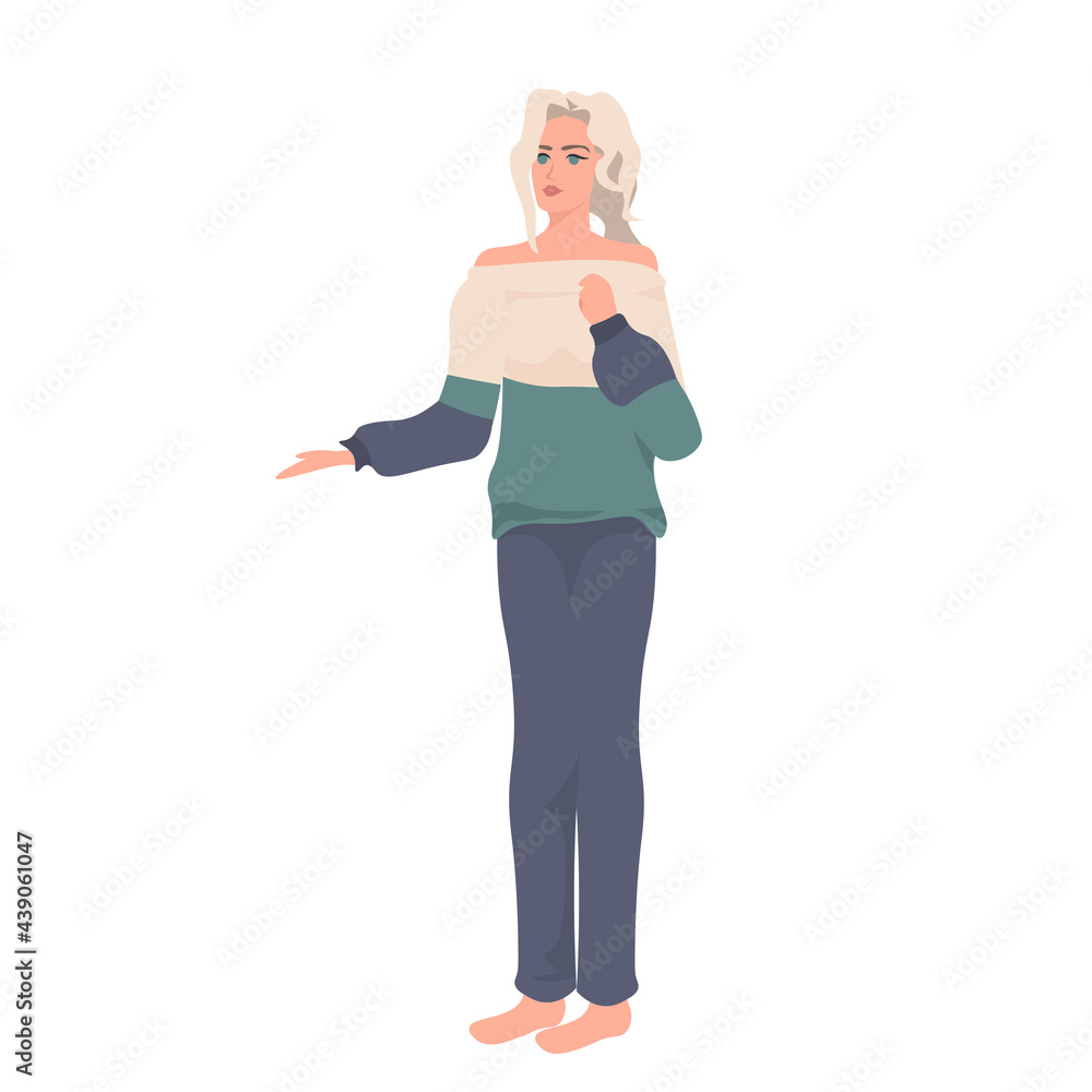beautiful young woman in casual clothes female cartoon character standing pose beautiful young woman in casual clothes female cartoon character standing pose