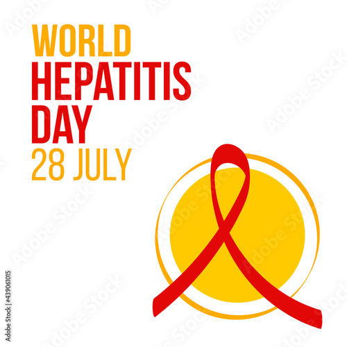 World hepatitis day concept. Banner template with yellow ribbon and text.  Vector illustration.