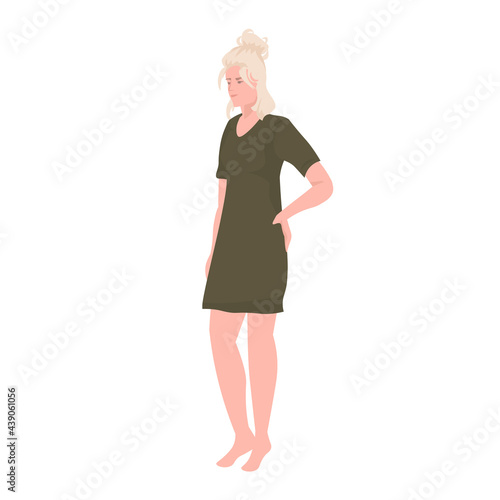 beautiful young woman in casual clothes female cartoon character standing pose full length