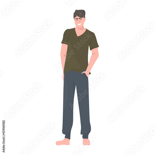 beautiful young man in casual clothes male cartoon character standing pose full length © mast3r