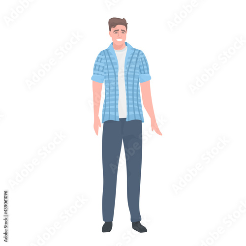 beautiful young man in casual clothes male cartoon character standing pose full length