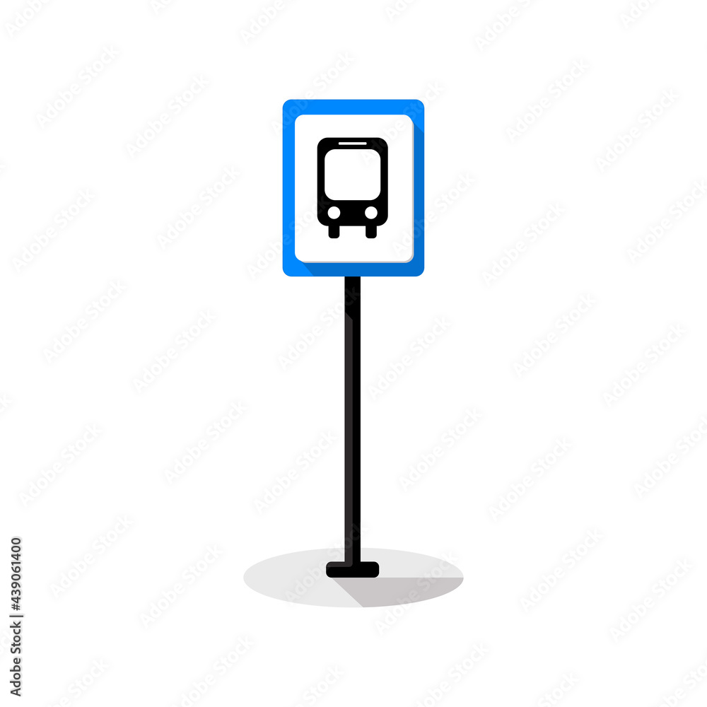 Bus stop sign vector flat design on white background Bus stop sign vector flat design on white background
