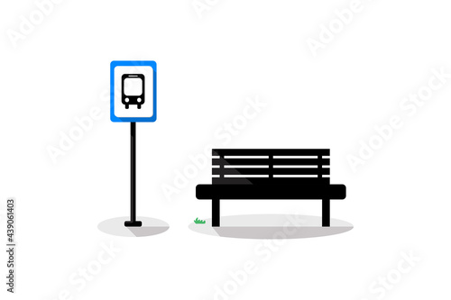 Bus stop sign vector flat design on white background