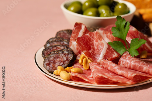 Appetizers: charcuterie and olives