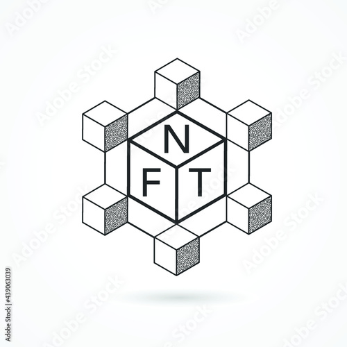 NFT Blockchain Line Icon. Concept of NFT (non fungible token) vector.