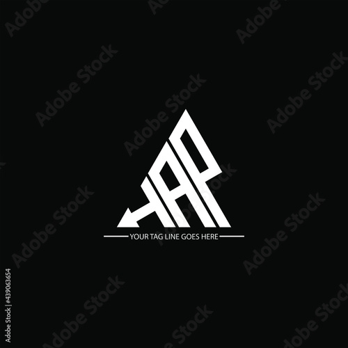 H A P letter logo abstract creative design. H A P unique design
