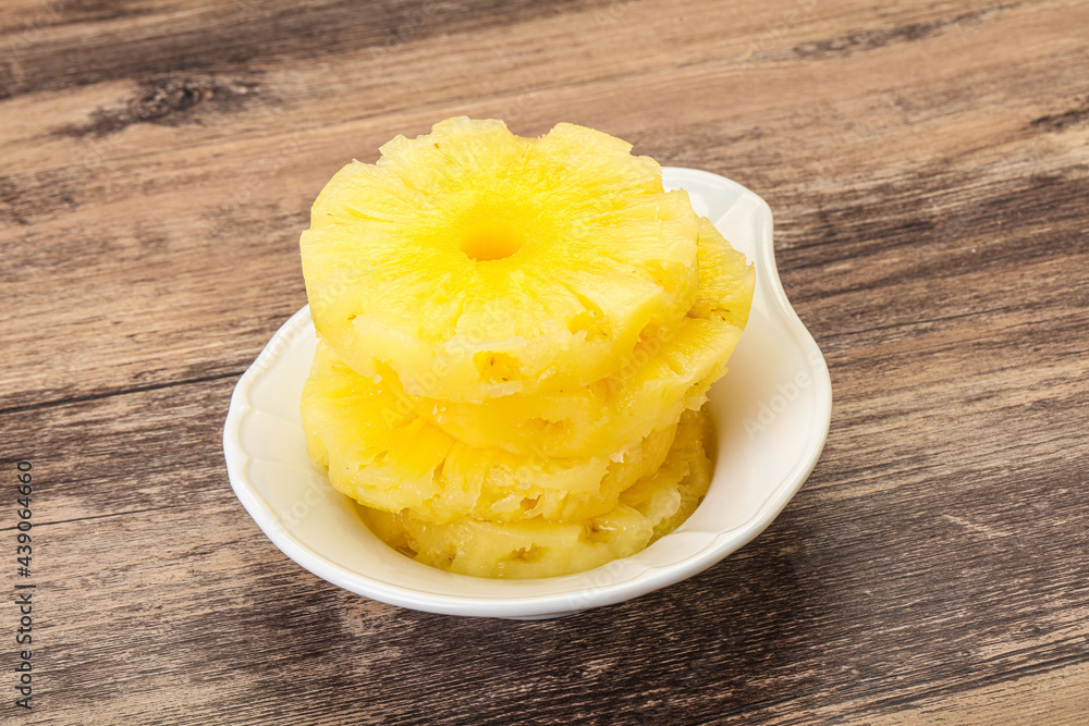 Sweet pineapple rings in the bowl Sweet pineapple rings in the bowl