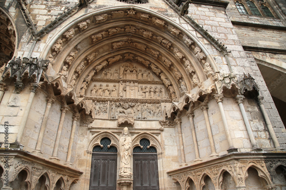 Bourges, France. Fragment of the facade of the Cathédrale Saint-Étienne de Bourges, UNESCO list 