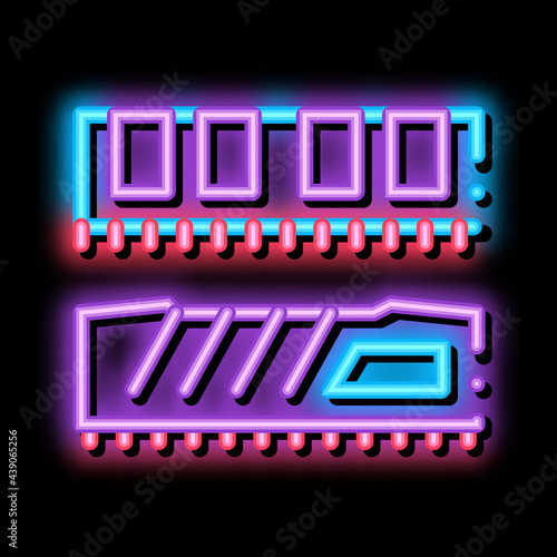 riser memory cards neon light sign vector. Glowing bright icon riser memory cards sign. transparent symbol illustration