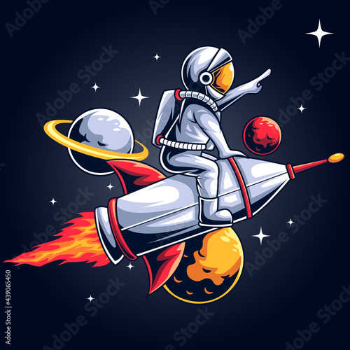 Space astronaut tour vector illustration