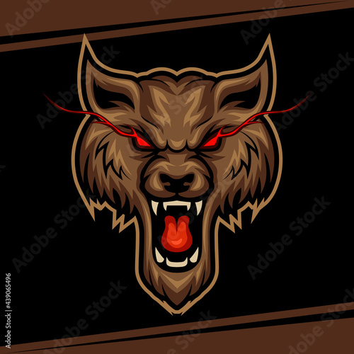 Fototapeta Naklejka Na Ścianę i Meble -  head wolf angry mascot for sports and esports logo gaming team and streamer