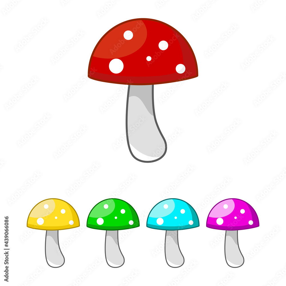 Cute mushroom icon. for icon,logo,mascot and symbol. red,yellow,green,blue and purple Cute mushroom icon. for icon,logo,mascot and symbol. red,yellow,green,blue and purple