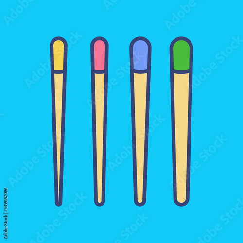 Endodontics Gutta-percha cones color icon. Gutta percha pellets in set different sizes for obturation root canal treatment. Material for endodontic filling. Thermoplastic pins. Vector illustration photo