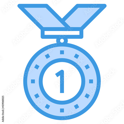 Medal blue line icon