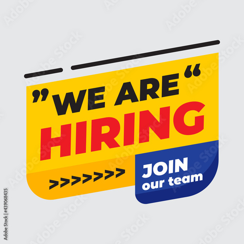 We Are Hiring emblem. Business hiring and recruiting employee for empty position, Job Vacancy Concept, illustration for banner and media social design for recruiting staff. vector illustration