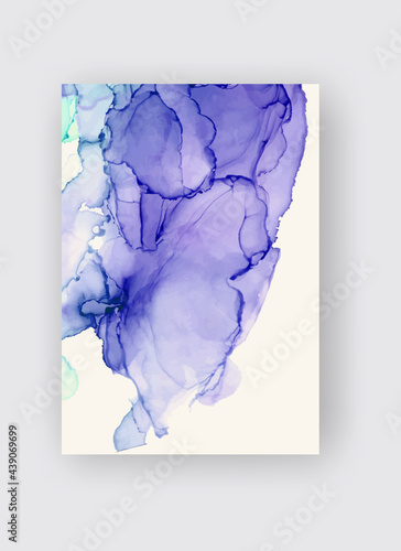 Alcohol ink vector texture banner. Fluid ink abstract background.