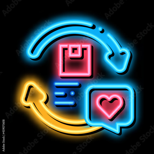 company and client circular relationship neon light sign vector. Glowing bright icon company and client circular relationship sign. transparent symbol illustration