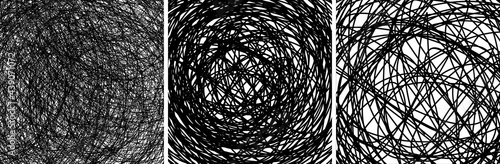 Hand drawn backgrounds set. Scribble pen texture. Pencil pattern. Vector illustration