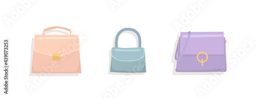 Women's bag collection.  Fashion handbags. Female vector accessories. Trendy hand drawn illustration